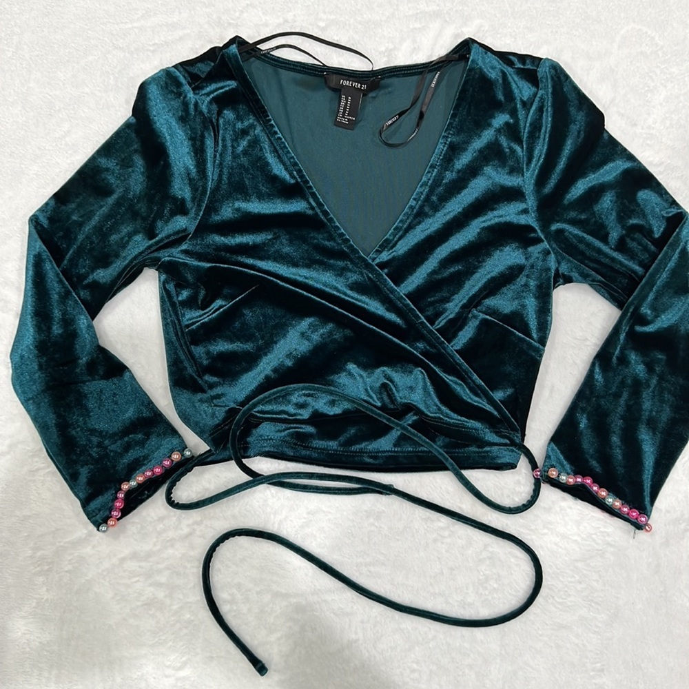 crossover crop top soft teal
